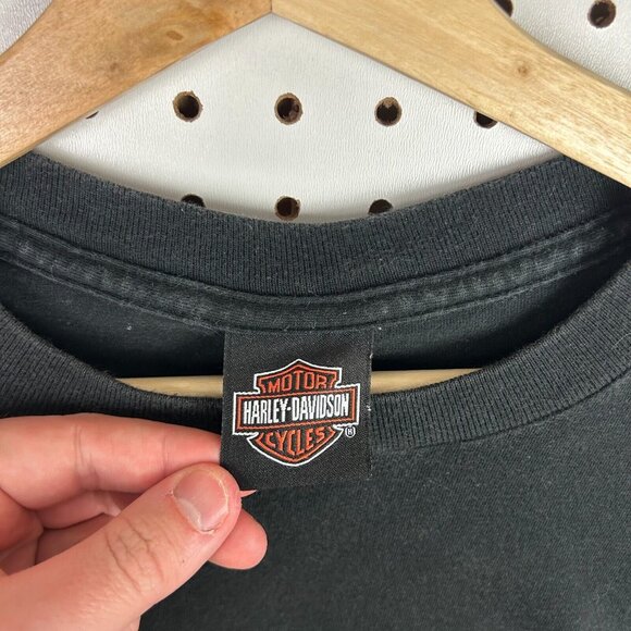 Harley Davidson Motorcycle Biker T Shirt Medium Colonel Rebel Ole Miss Black Y2K - Picture 6 of 7